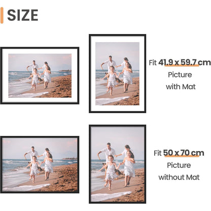 3er Pack Bilderrahmen 50x70cm Schwarz für Wohnzimmer