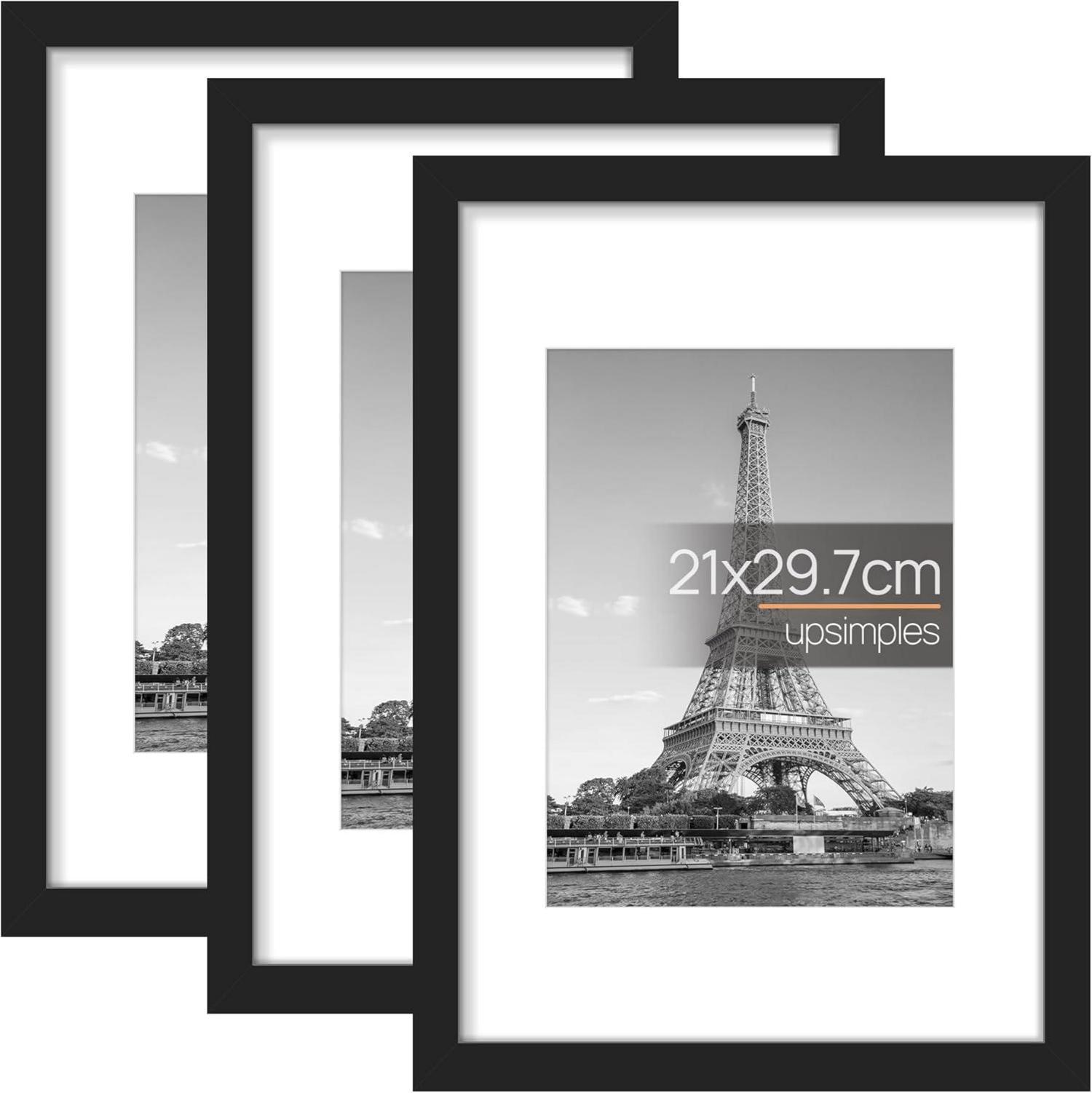 3er Set Bilderrahmen 50x70 cm Schwarz für Poster & Fotos