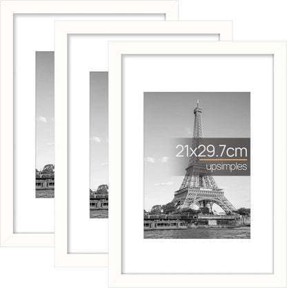 3er Set Bilderrahmen A4 Weiß für Fotos Poster Kinderzeichnungen
