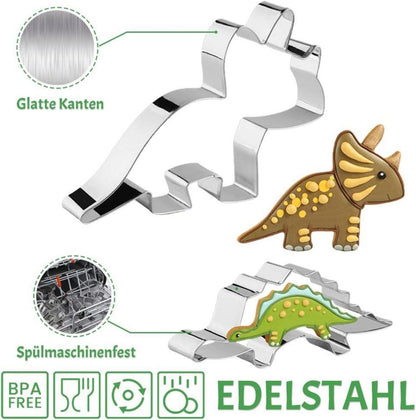 Dinosaurier Ausstecher Set 8-teilig Edelstahl Fondant Plätzchen Keks