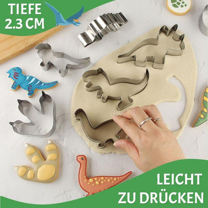 Dino Ausstecher Set 8-teilig Groß Edelstahl Kinder Plätzchen Backform Keks