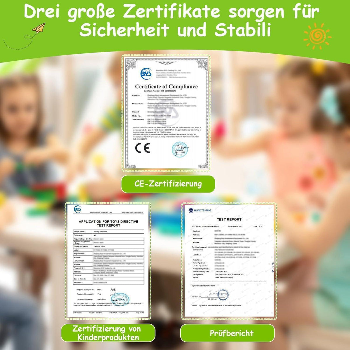 Kindertisch mit 6 Stühlen, höhenverstellbar, Grau