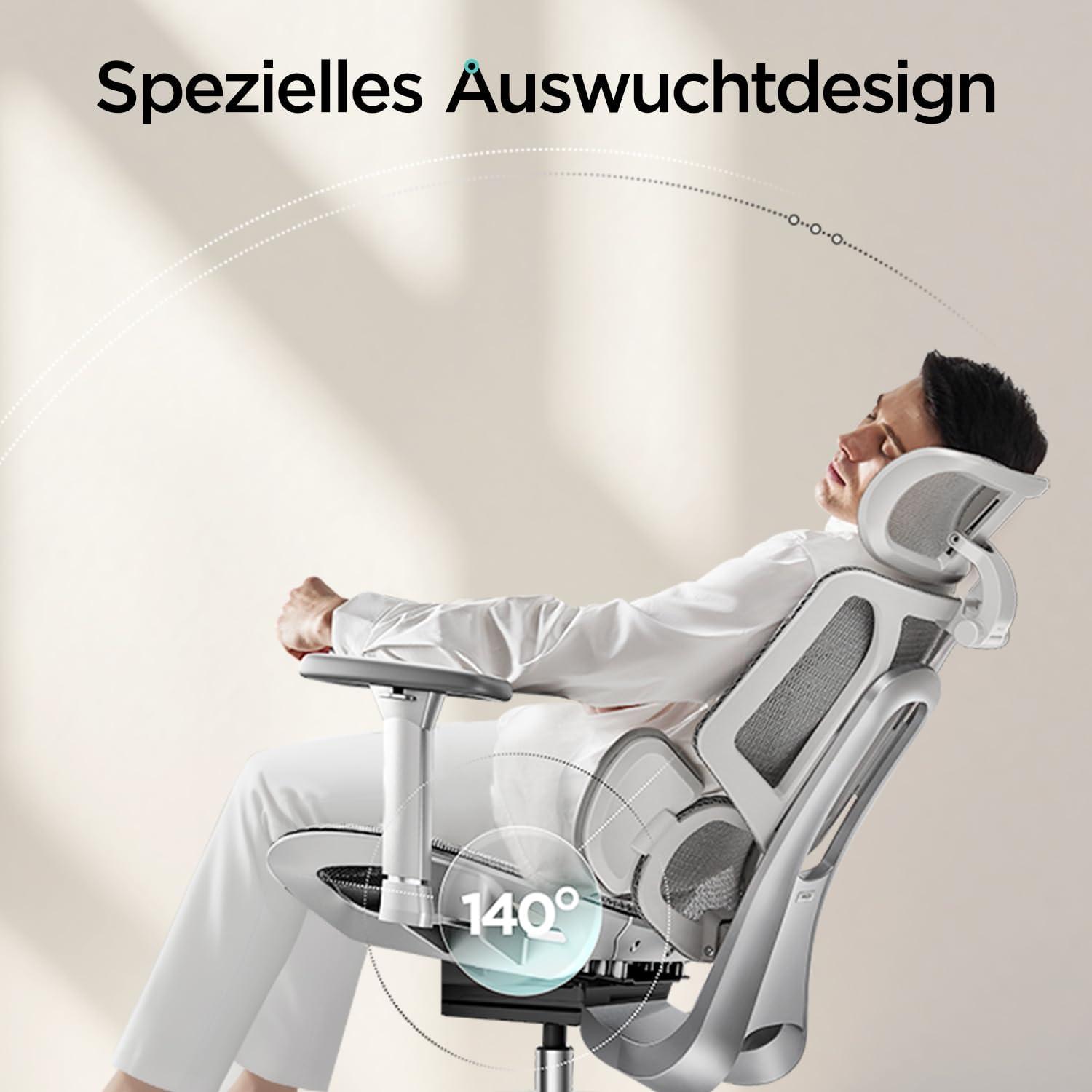 Hbada E3 Air Ergonomischer Bürostuhl 3D Kopfstütze Lendenstütze