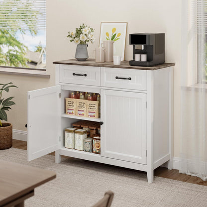 Graues Sideboard mit Arbeitsplatte – Buffet Schrank mit Schubladen