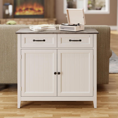 Graues Sideboard mit Arbeitsplatte – Buffet Schrank mit Schubladen