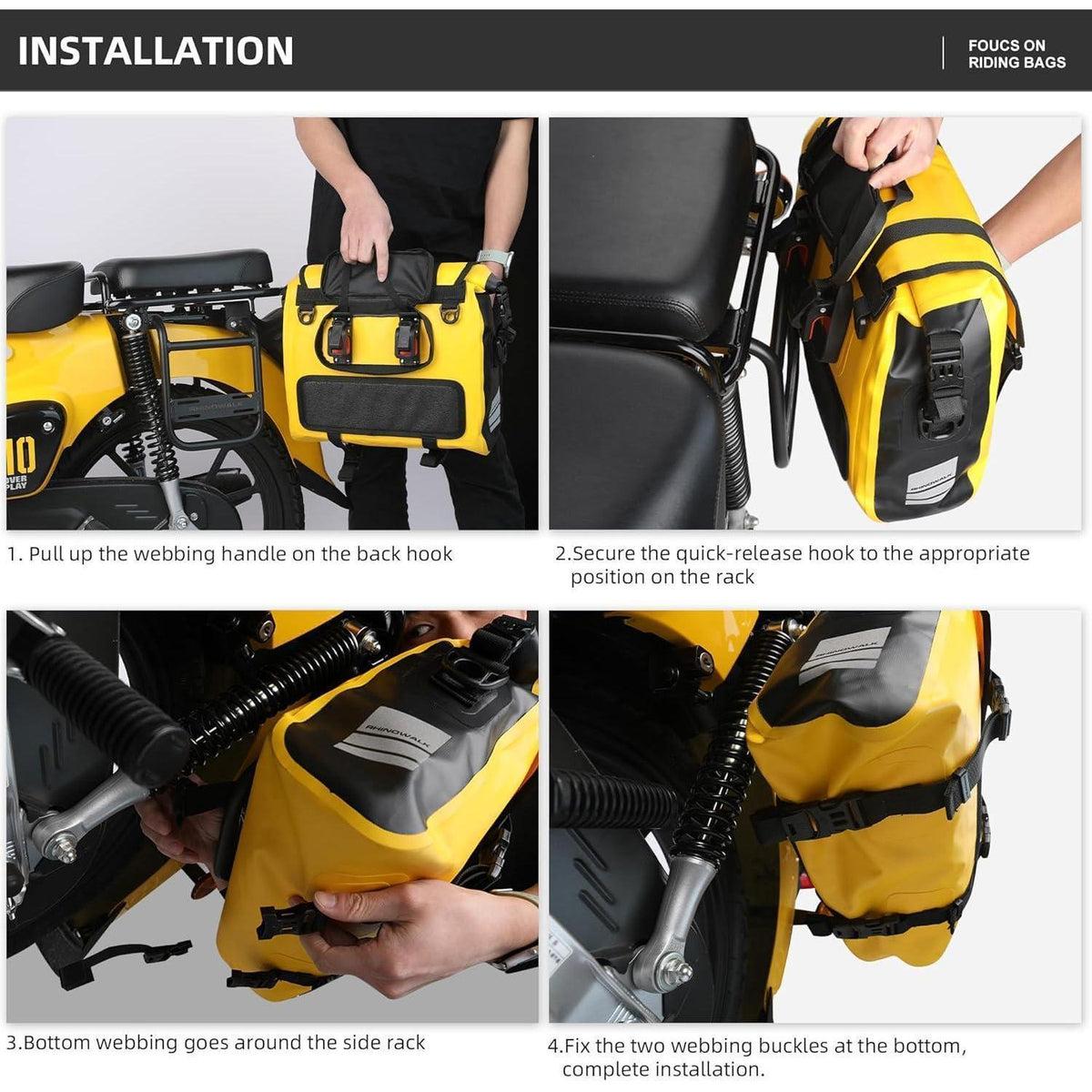 Motorrad Gepäckträgertasche 15L Wasserdicht Gelb