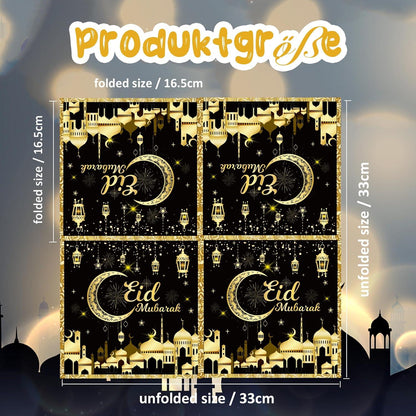 Ramadan Servietten Schwarz Gold Eid Mubarak Deko 40Stück