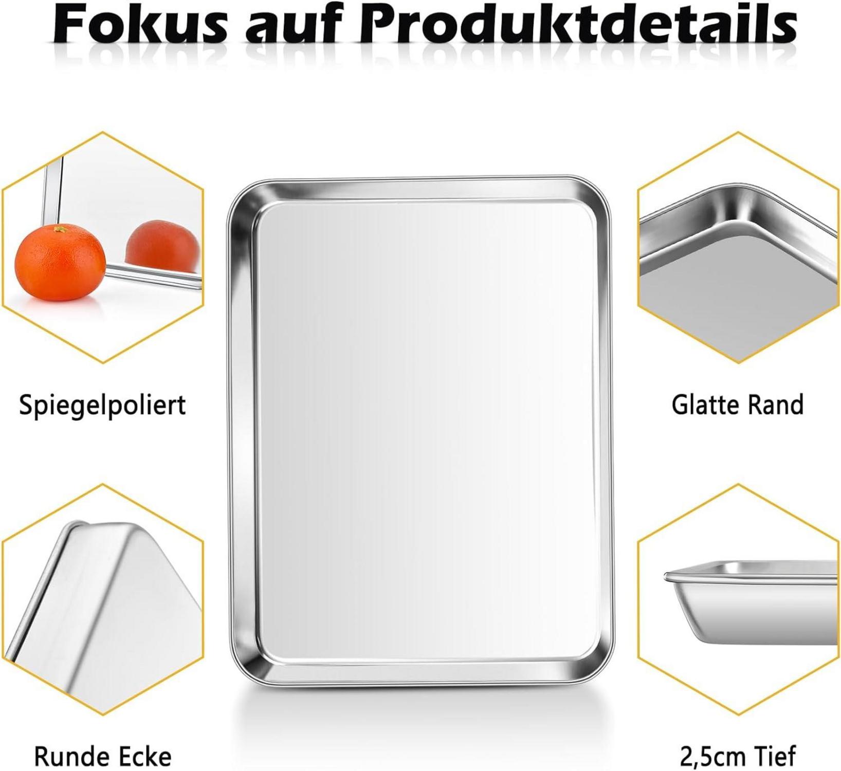 Backblech Edelstahl Rechteckig Ofenblech 40,5x30,5x2,5cm