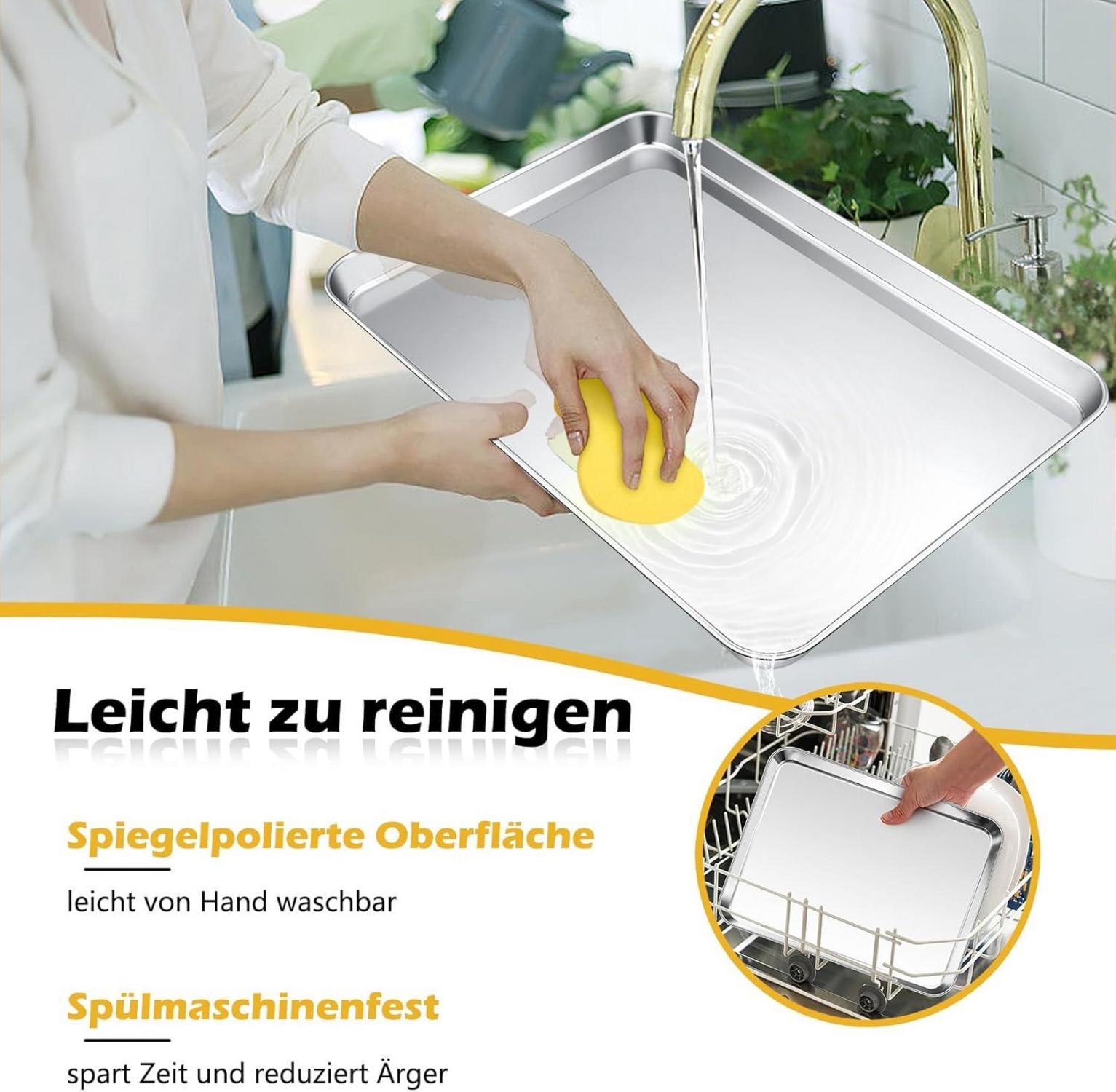 Onader Backblech Edelstahl Rechteckig 40,5x30,5x2,5cm Spülmaschinenfest
