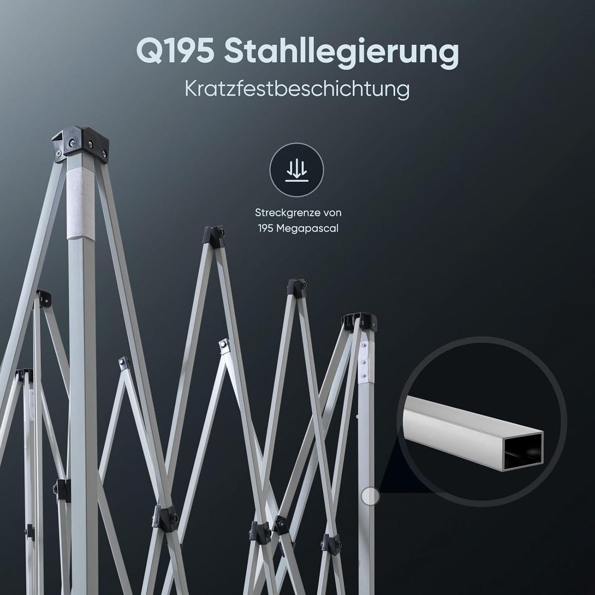Quictent Pavillon 3x3m Blau Wasserdicht UV-Schutz 50+ Pop-Up Festzelt