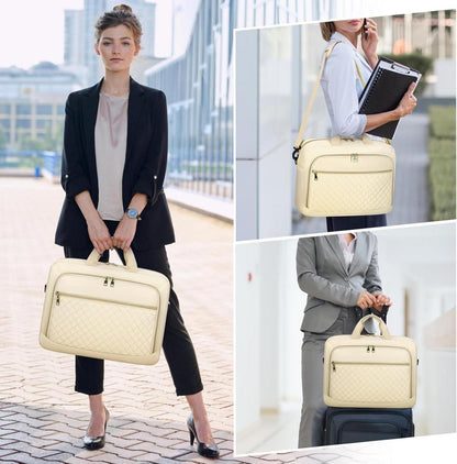 Laptoptasche 17,3 Zoll Damen Business Notebook Umhängetasche Beige