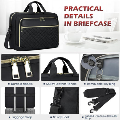 NEWHEY Laptoptasche 17,3 Zoll für Damen Business Laptop Umhängetasche Schwarz