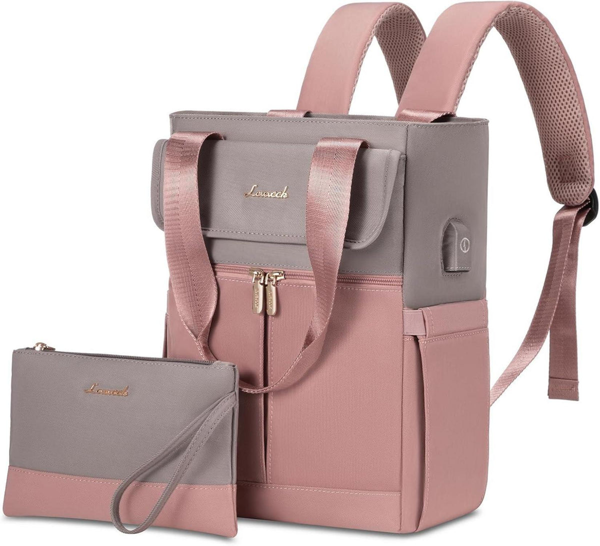 Wasserdichter Damen Mini Cityrucksack mit Clutch und Laptopfach