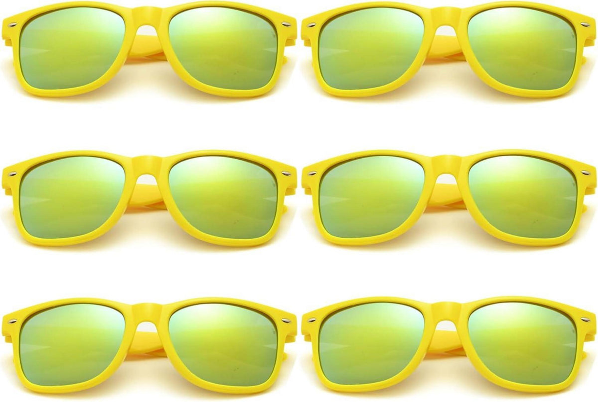 Bunte Sonnenbrille Set Neon Vintage Party Herren Damen Gelb 6er Pack