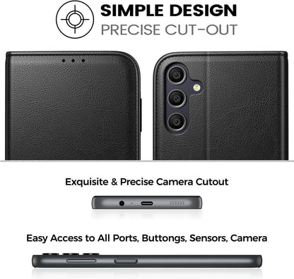 Handyhülle für Samsung Galaxy A55 5G - Schwarz PU Leder RFID Blockierung