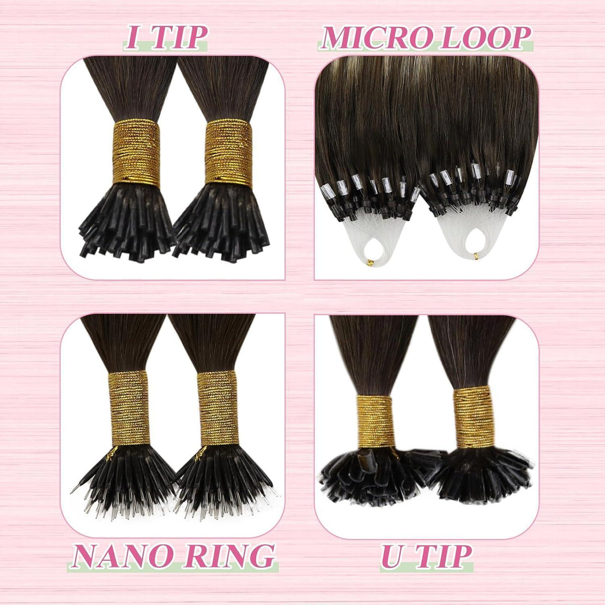 Echthaar Bonding Extensions Ombre Braun Blond 45cm