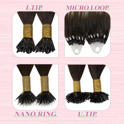 Echthaar Bonding Extensions Ombre Braun Blond 45cm