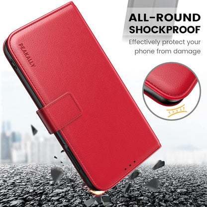 Samsung Galaxy A55 Handyhülle Rot PU Leder Schutz Glas RFID Ständer