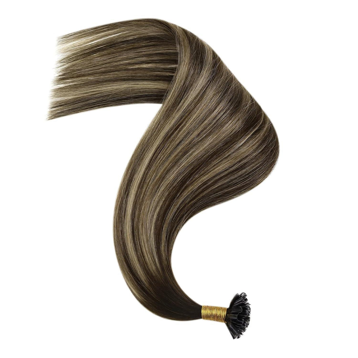 Echthaar Bonding Extensions Ombre Dunkelbraun-Aschblond 50cm