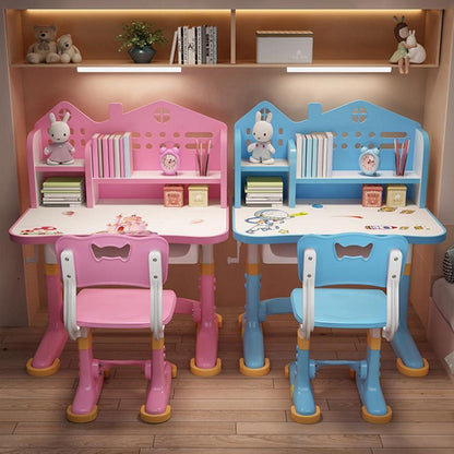Kinder-Schreibtisch-und-Stuhl-Set höhenverstellbar Studiertisch Schublade Blue