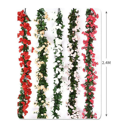 2x 2.4m Künstliche Rosen Girlande – Romantische Blütenrebe für Deko