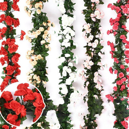 2x 1.8m Künstliche Rosen Girlande – Weiße Blüten für Deko