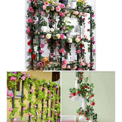 2x 1.8m Künstliche Rosen Girlande – Weiße Blüten für Deko