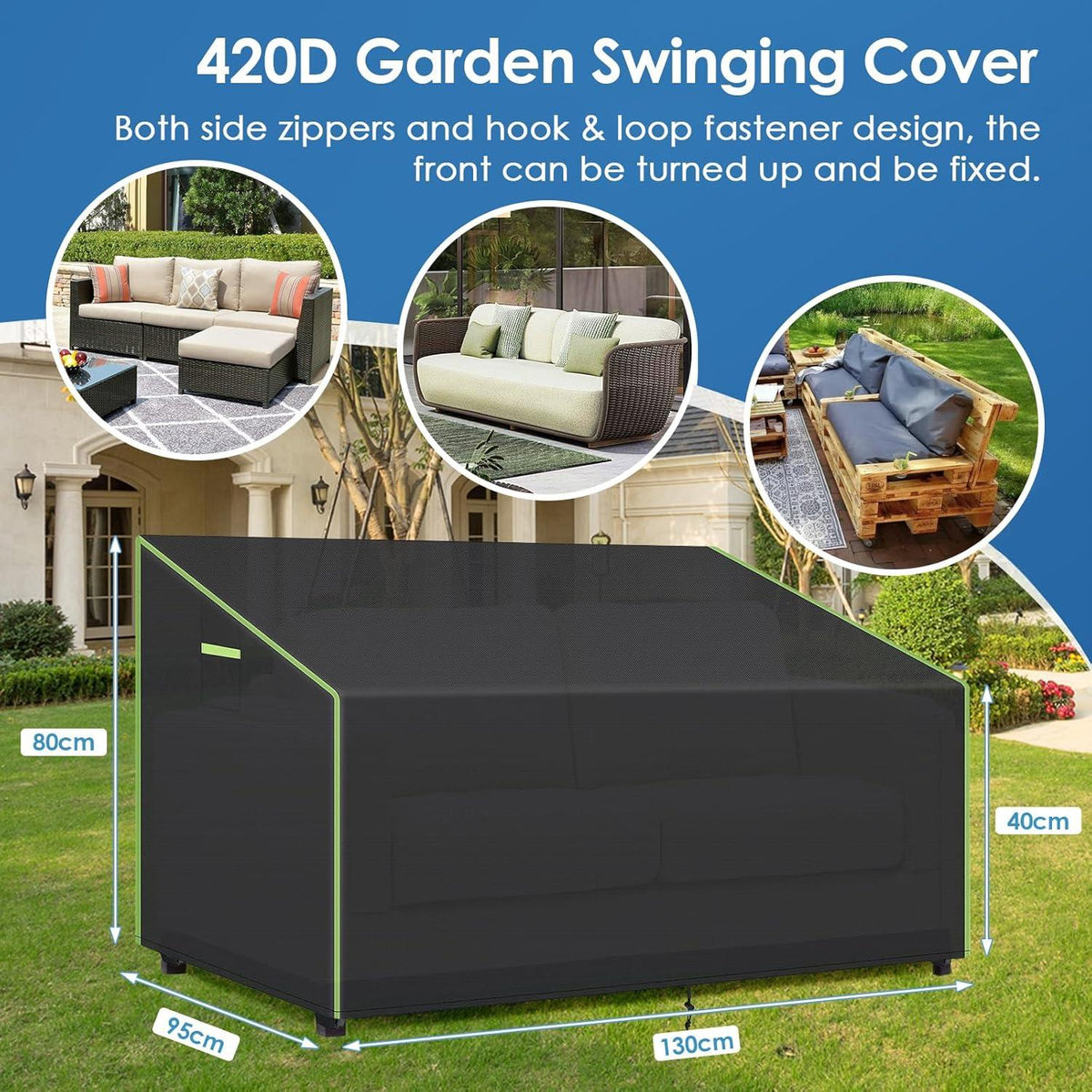 Gartenbank Abdeckung Outdoor, Wetterfest 130x95x80cm