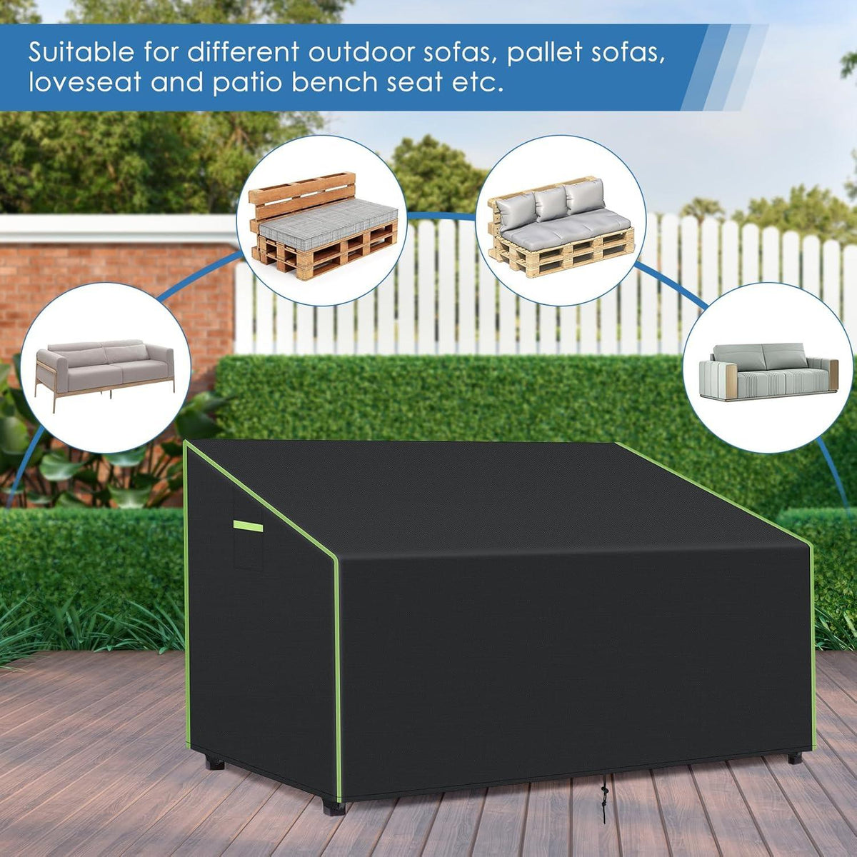 Gartenbank Abdeckung 130x95x80cm - Wasserdichte Palettenmöbel Schutzhülle