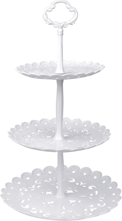 Cupcake Ständer 3 Ebenen Weiß Plastik Etagere Dessert Turm