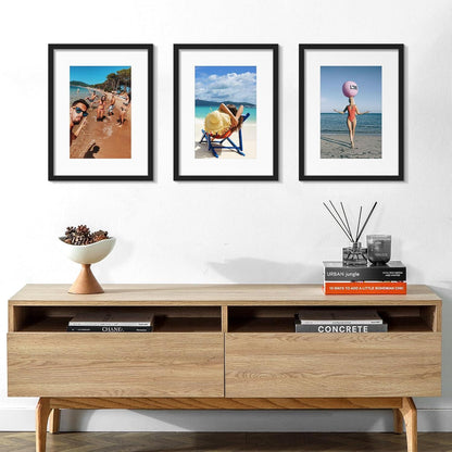 3er Set 30x40 Bilderrahmen Schwarz - Rahmen für Fotos und Poster