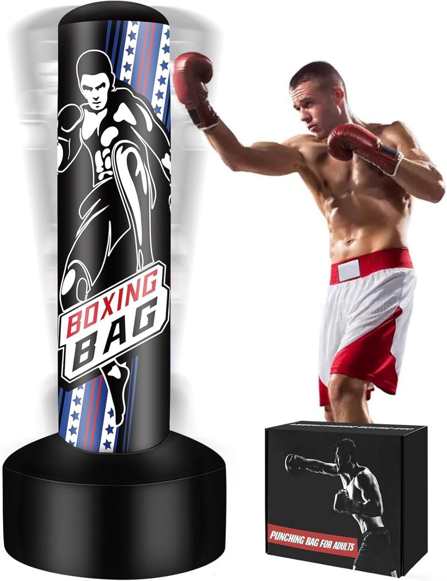 Boxsack Stehend Erwachsene 180cm Aufblasbar Schwarz Kickboxsack