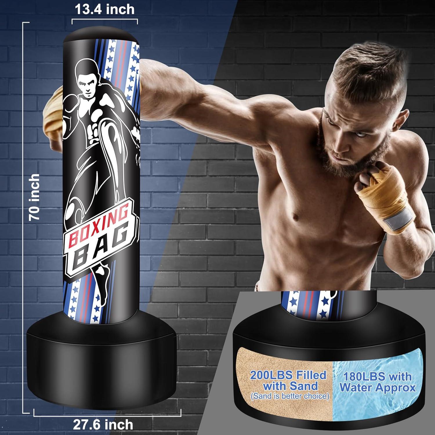 Boxsack Stehend 180cm Aufblasbar Freistehend MMA Muay Thai Fitness