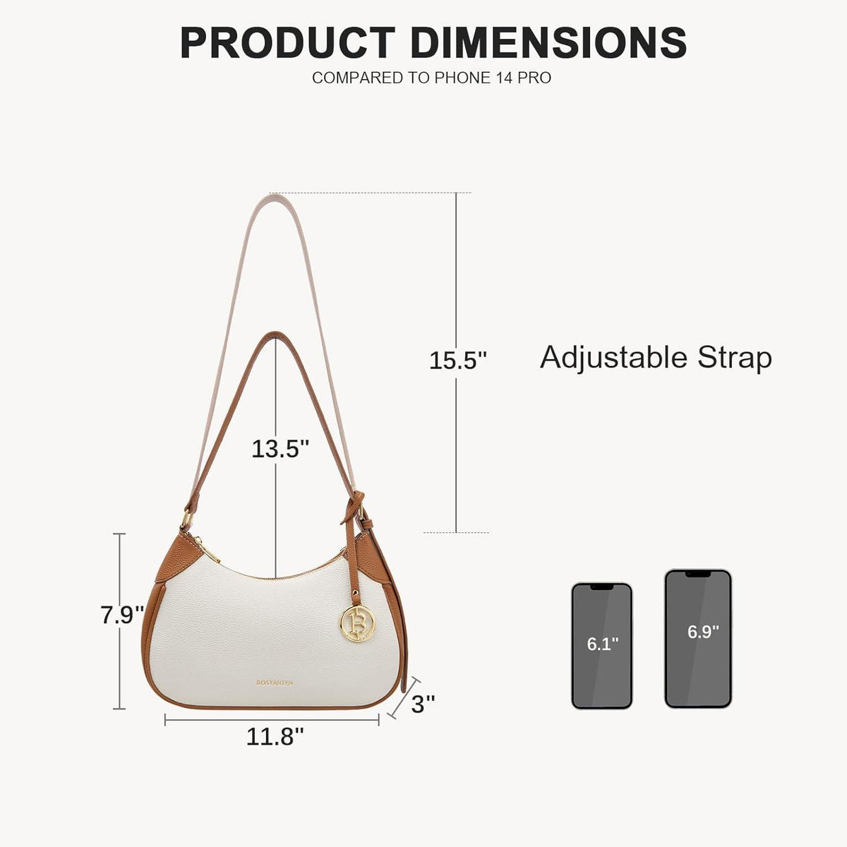 Damen Handtasche PU Leder Crossbody Schultertasche Elegant Beige Braun