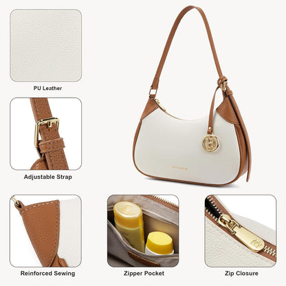 Kleine Damen Handtasche aus Kunstleder in Beige und Braun