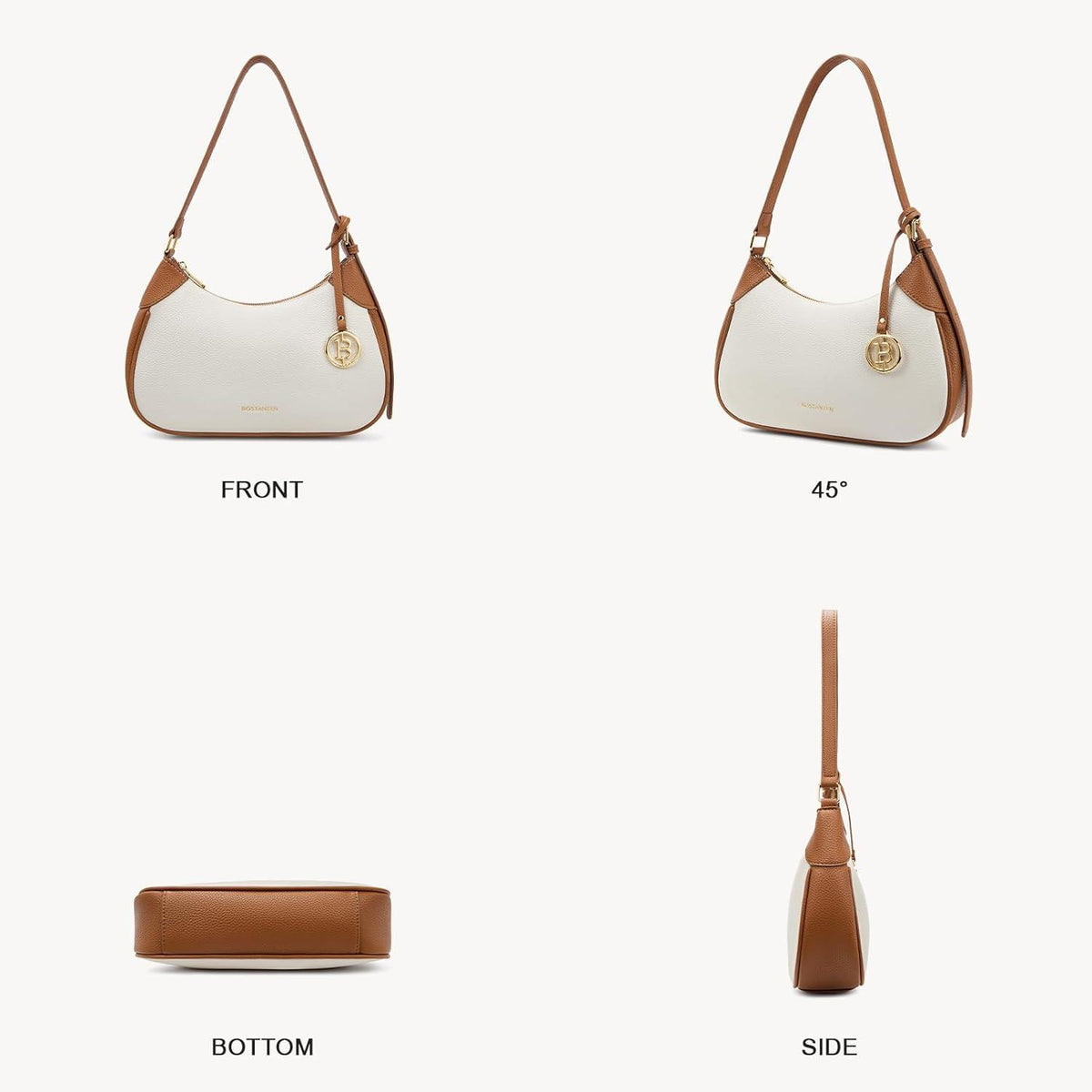 Handtasche Damen Klein PU Leder Umhängetasche Beige Braun