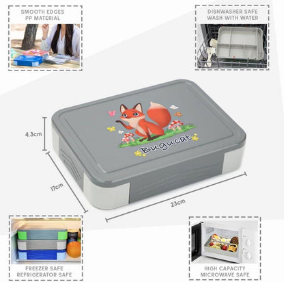 Bugucat Kinder Brotdose mit Fächern 1330ML 12er Set Grau