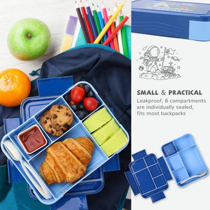 Brotdose Kinder Bento Box Lunchbox Auslaufsicher 12-teilig Blau