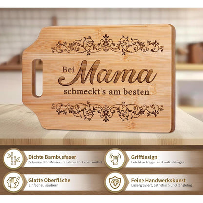 Graviertes Bambus Schneidebrett - Beste Mama Geschenk