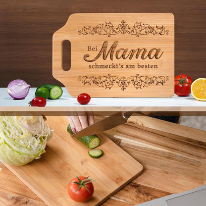 Graviertes Bambus Schneidebrett - Beste Mama Geschenk