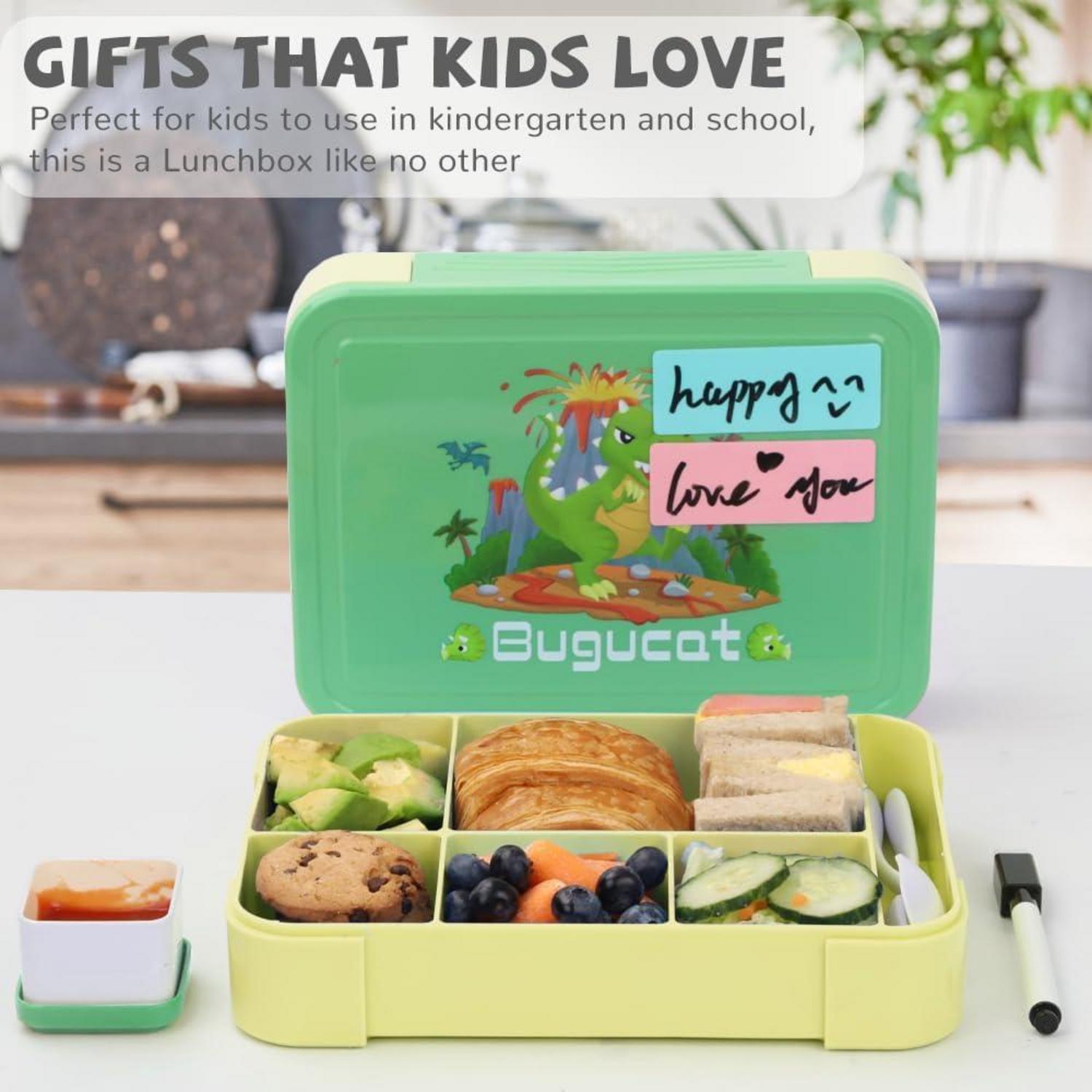 Bugucat Brotdose Kinder Bento Box Auslaufsicher 1330ml 12-teilig Grün