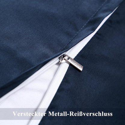 Luxuriöser Blauer Baumwoll-Kissenbezug 40x80 cm 2er Set Reißverschluss