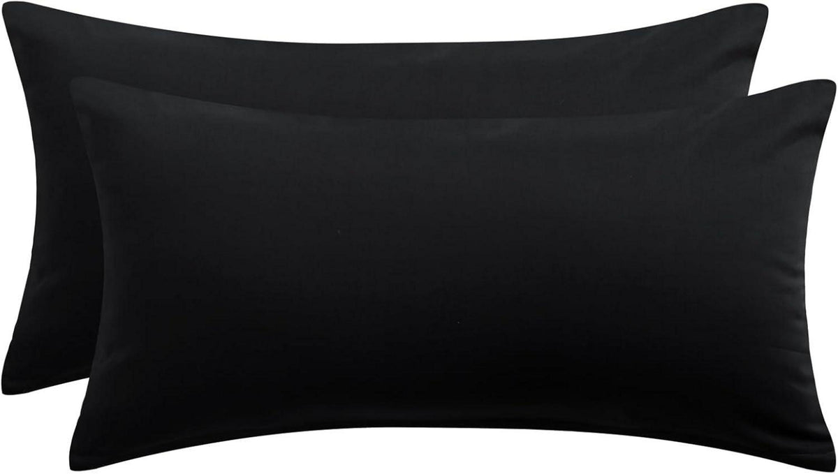 Schwarzer Baumwoll-Kissenbezug 40x80 cm Set mit Reißverschluss