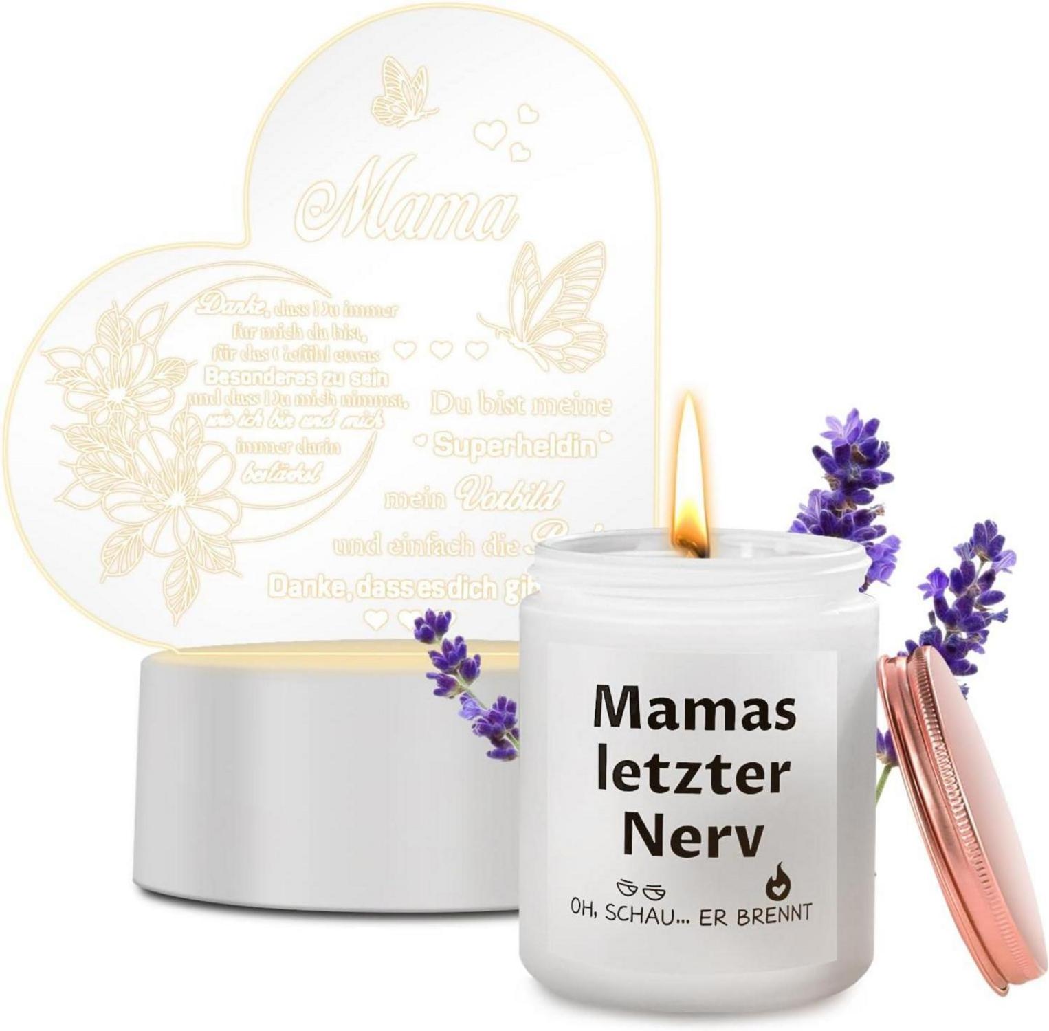 Mama Geschenkset Duftkerze Lavendel LED Nachtlicht