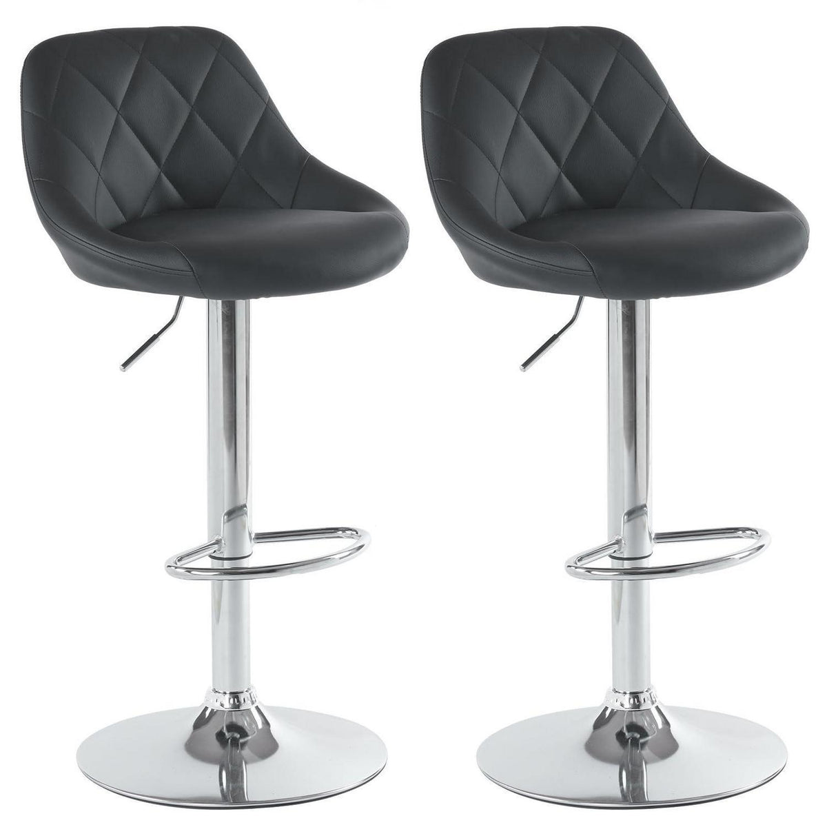 LEADZM Barhocker 2er Set, höhenverstellbar & drehbar, Schwarz