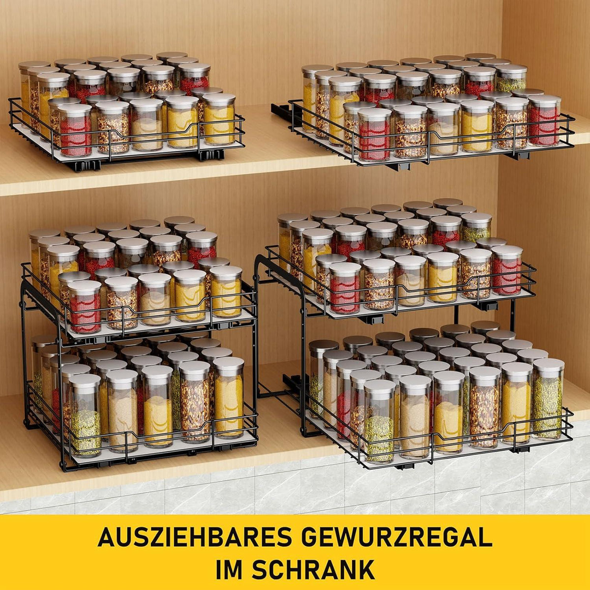 Gewürzregal Ausziehbar Schrank Organizer Küche Stehend 27cmx27.2cmx6cm