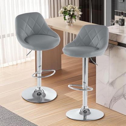 LEADZM Barhocker 2er Set, Höhenverstellbar & Drehbar, Grau