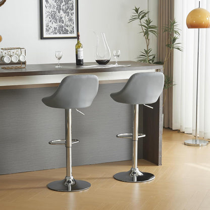 LEADZM Barhocker 2er Set, Höhenverstellbar & Drehbar, Grau