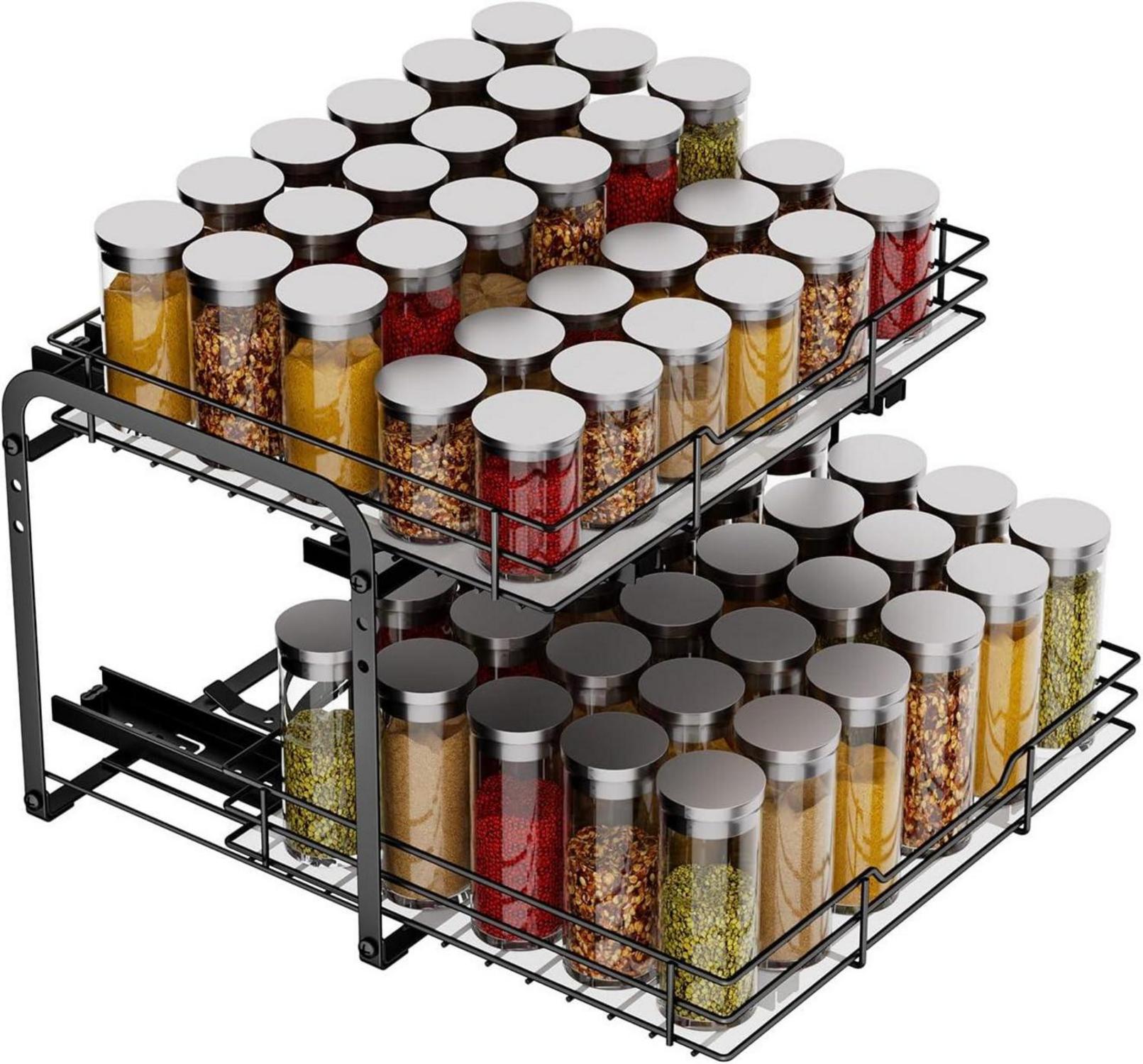 Gewürzregal Ausziehbar 2 Etagen Organizer Küche Höhenverstellbar