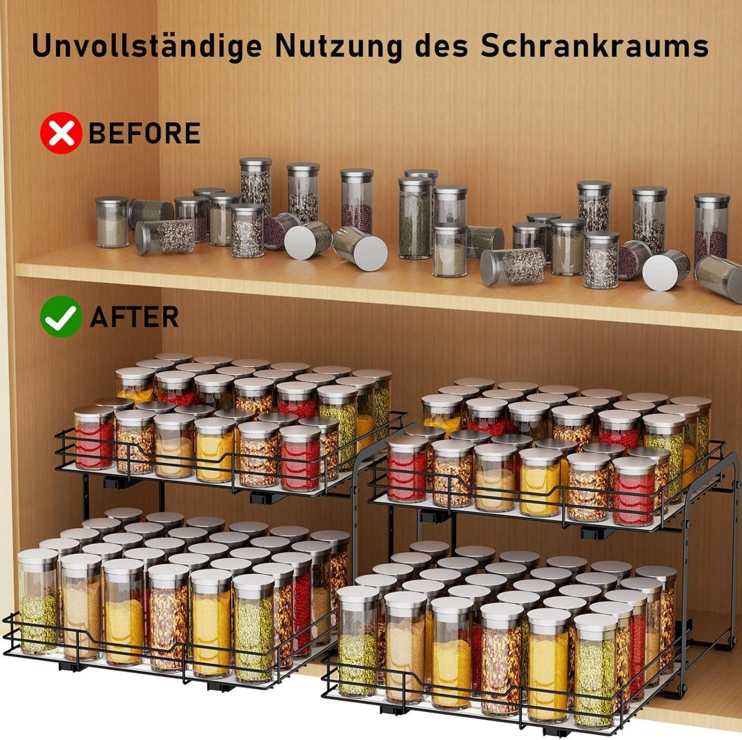 Gewürzregal Ausziehbar 2 Etagen Organizer Küche Höhenverstellbar
